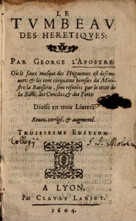 Le tumbeau des heretiques