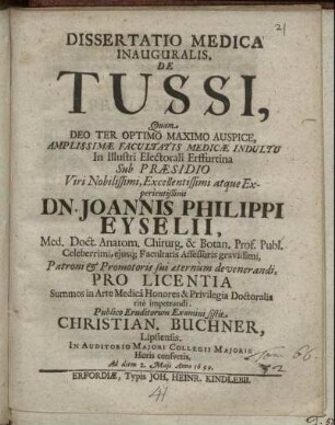 Dissertatio Medica Inauguralis, De Tussi