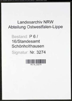 Heiratsregister Standesamt Schönholthausen