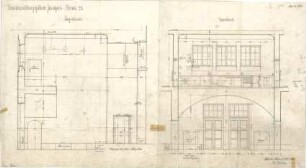 Fischer, Theodor; Stuttgart; Kunstausstellungsgebäude - Raum 72 (Querschnitt, Längsschnitt)