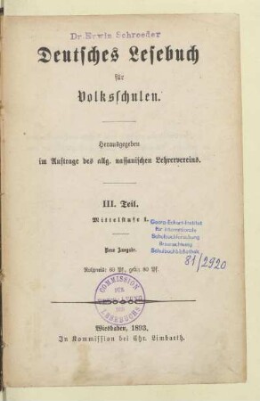 Teil 3 = Mittelstufe 1, [Schülerband]: [Teil 3 = Mittelstufe 1, [Schülerband]]