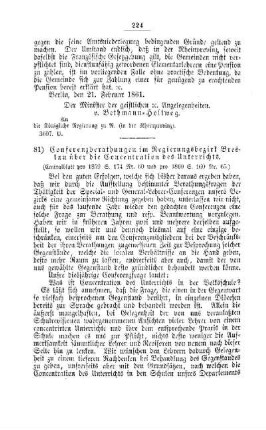 Conferenzberathung im Regierungsbezirk Breslau über die Concentration des Unterrichts : [III. Seminarien, Bildung der Lehrer und deren persönliche Verhältnisse]