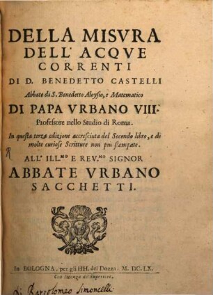 Della Misura dell'acque correnti ...