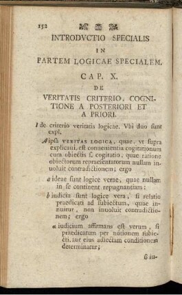 Cap. X. De veritatis criterio, cognitione a posteriori et a priori.