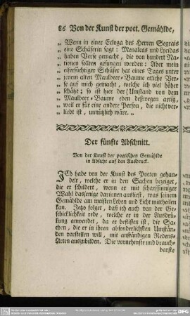 Der fünfte Abschnitt. Von der Kunst der poetischen Gemählde in Absicht auf den Ausdruck