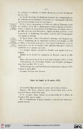 Séance du Comité du 18 octobre 1871