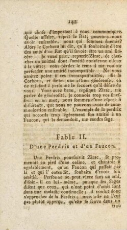 Fable II. D'une Perdric et d'un Faucon