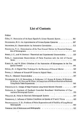 List of contents