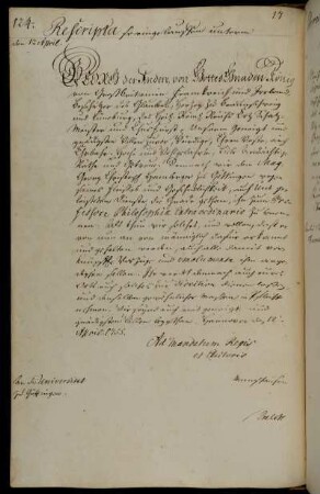 Berufung des Magisters Hamberger zum außerordentlichen Professor der Philosophischen Fakultät.