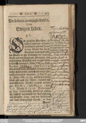 Der sieben u. zwanzigste Artikel, Vom Ewigen Leben.