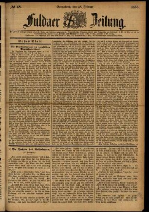Ausgabe vom Samstag, den 28. Februar 1885.