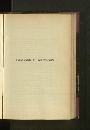 Madagascar Et Dépendances.