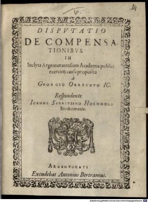 Dispvtatio De Compensationibvs