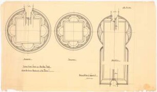 St. Marien, Herne-Baukau Erweiterung und Neubau von Kaplanei und Schwesternhaus: Muster der Glasfenster in verschiedenen Türen, Ansichten, Schnitte