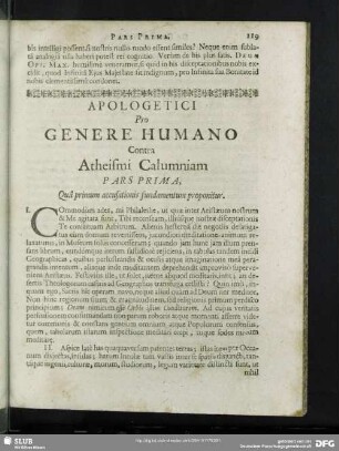 Apologetici Pro Genere Humano Contra Atheismi Calumniam