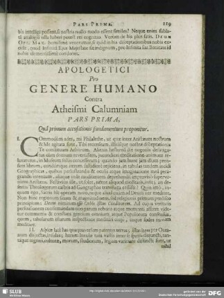 Apologetici Pro Genere Humano Contra Atheismi Calumniam
