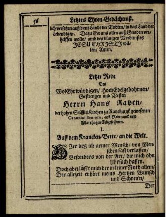 Letzte Rede des ... Herrn Hans Raben ...