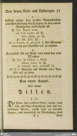 Das vierte Kapitel. Von denen Pillen