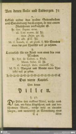 Das vierte Kapitel. Von denen Pillen