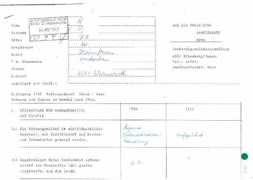 Fragebogenantworten zu Ernährungsgewohnheiten