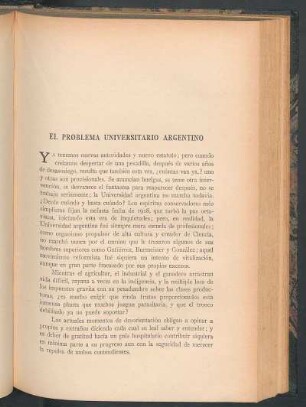 El problema universitario argentino
