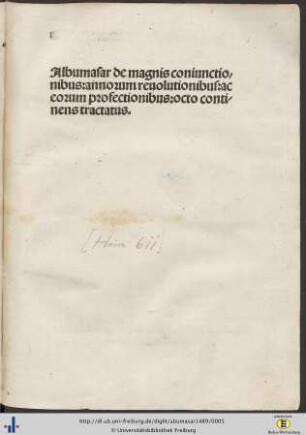 Albumasar de magnis coniunctionibus: annorum reuolutionibus: ac eorum profectionibus: octo continens tractatus