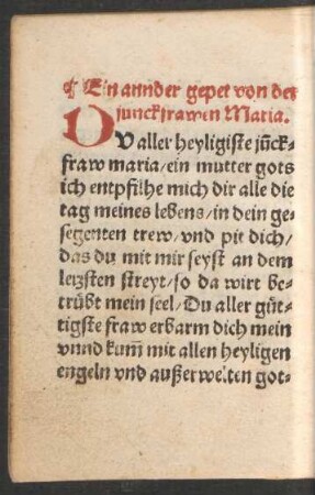 Ein annder gepet von der junckfrawen Maria.