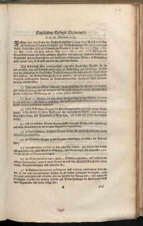 Conclusum Collegii Civitatensis. d.d. 23. Octobris 1775