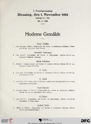 Moderne Gemälde (Nr. 1-113)