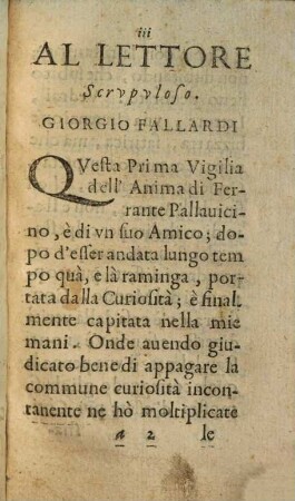 L' anima di Ferrante Pallavicino : [Vigilia prima]