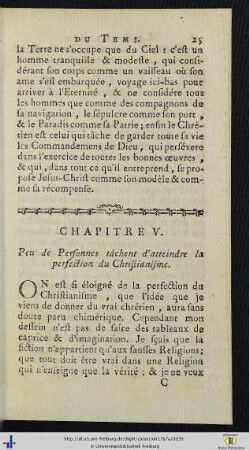 Chap. V. Peu de Personnes tâchent d’atteindre la perfection du Christianisme.