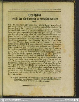 Druckfehler welche der günstige Leser zu verbessern belieben wolle