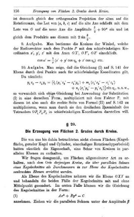 § 20. Die Erzeugung von Flächen 2. Grades durch Kreise.