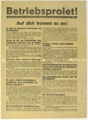 Werbung für die kommunistische Zeitung "Klassenkampf" und Aufruf zum Eintritt in die KPD und den Kommunistischen Jugendverband Deutschlands