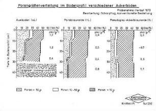 Porengrößenverteilung im Bodenprofil verschiedener Ackerböden