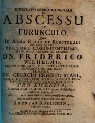 Dissertatio Medica Inauguralis De Abscessu Et Furunculo