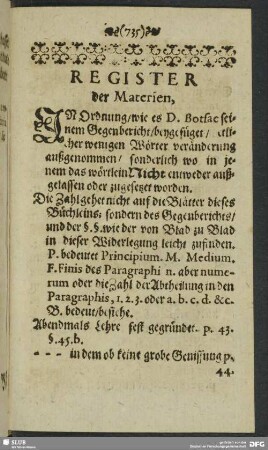 Register der Materien