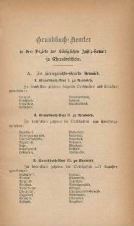 Grundbuch-Aemter in dem Bezirke des Königlichen Justiz-Senats zu Ehrenbreitstein