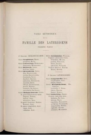 Table Methodique De La Famille Des Lathridiens