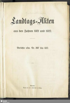 1.1920/22,2: Landtags-Akten / Berichte