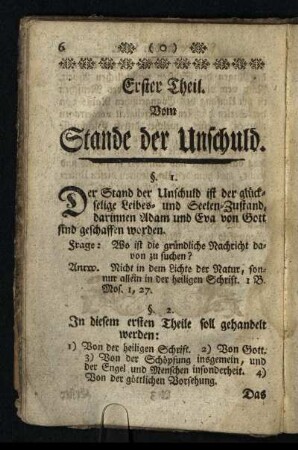 Erster Theil: Vom Stande der Unschuld