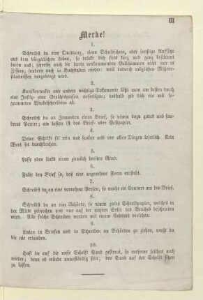 [Regeln beim Briefschreiben]