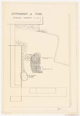 Grünflächen am Gymnasium, Marl: Detailplan Pausenhof 1:200