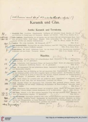 Keramik und Glas (Nr. 1-108)