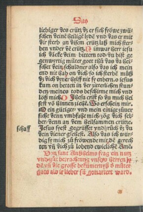 Von sant Anßhelms frag ein nutz und gut betrachtung unsers herren ...
