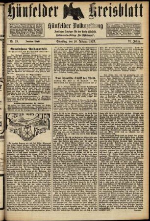 Zweite Ausgabe vom Samstag, den 26. Februar 1927.