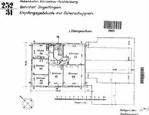 Ingelfingen: Empfangsgebäude mit Güterschuppen 1.Obergeschoß