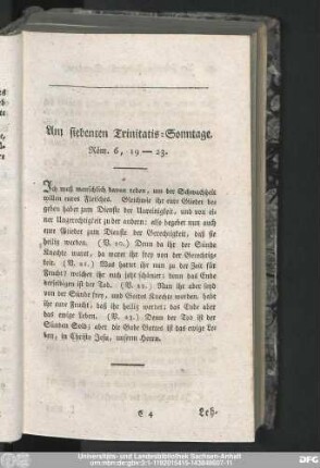 Am siebenten Trinitatis-Sonntage. Röm. 6, 19-23.