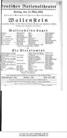 Wallenstein [Wallensteins Lager; Die Piccolomini]
