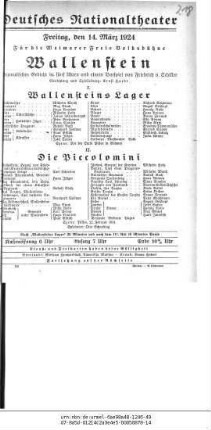 Wallenstein [Wallensteins Lager; Die Piccolomini]